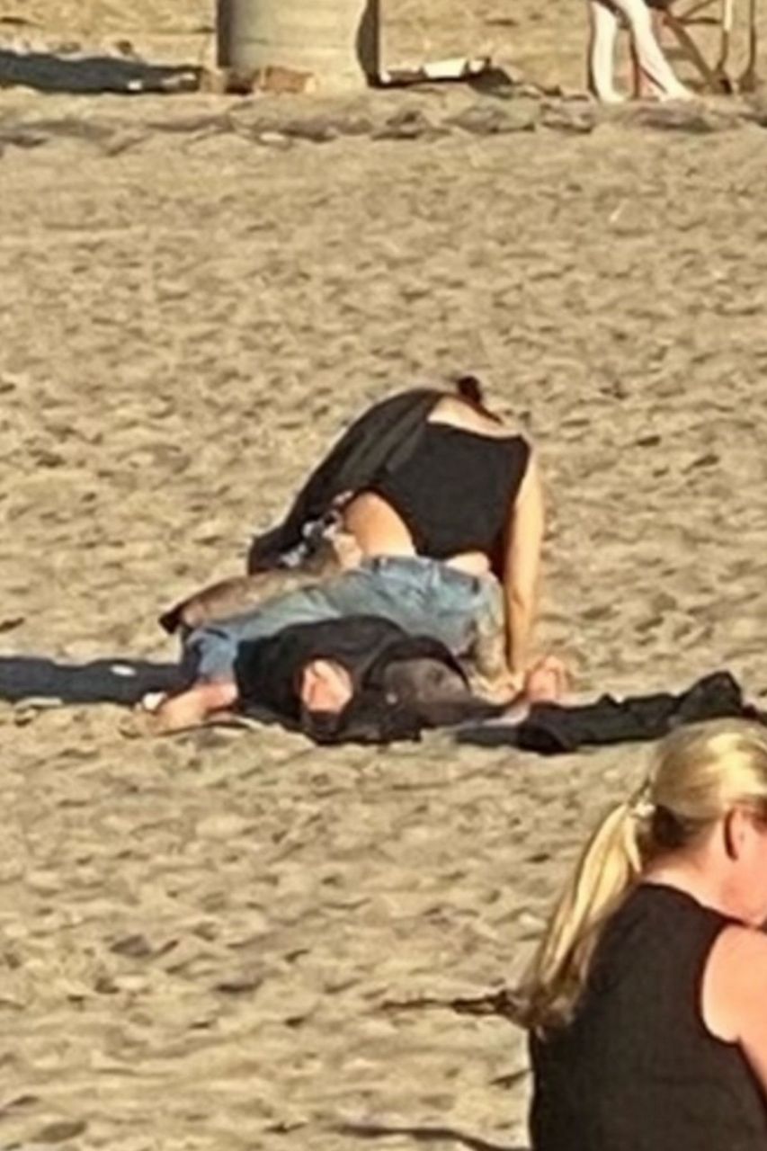 Kourtney Kardashian And Travis Barker On Beach Laguna Beach