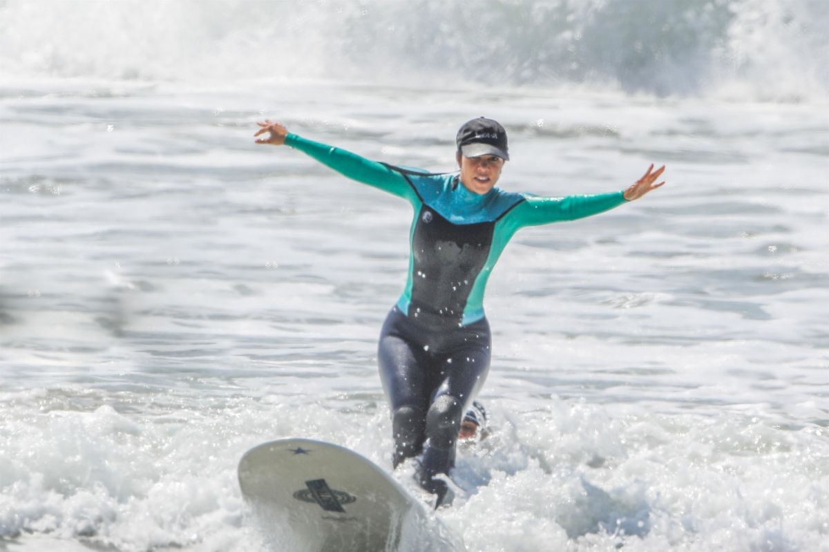 Kourtney Kardashian Wetsuit Surf Lesson Malibu