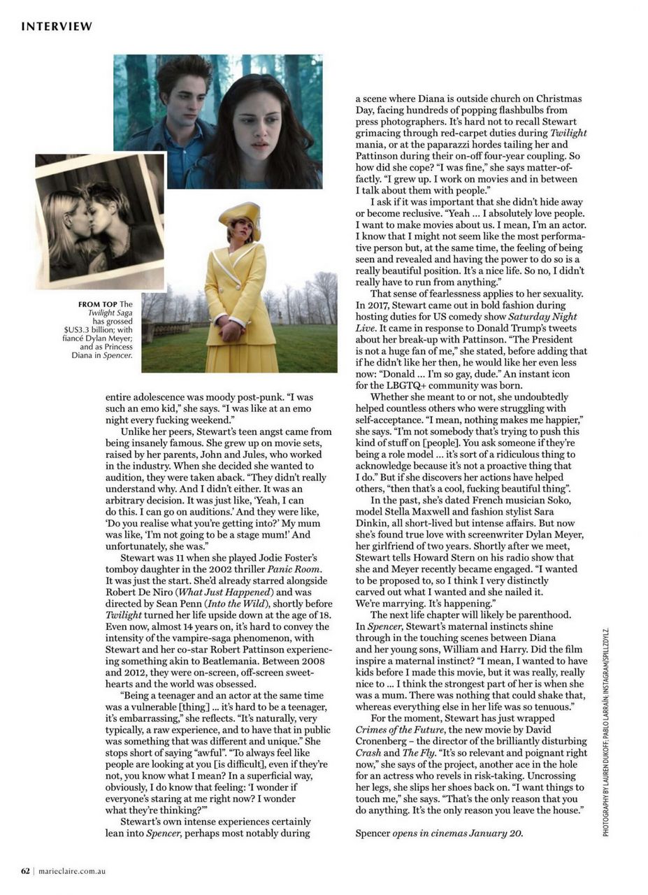 Kristen Stewart Marie Claire Magazine Australia February