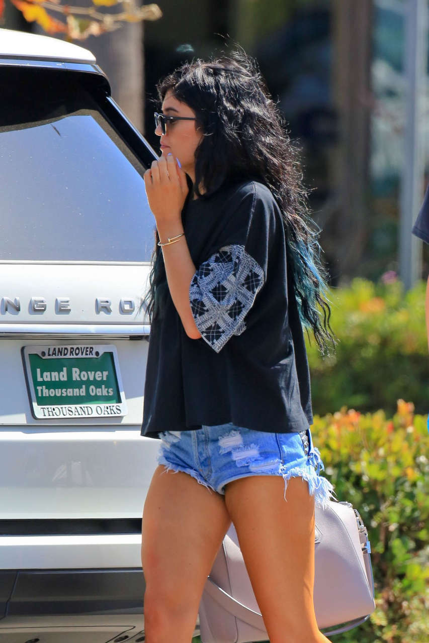 Kylie Jenner Denim Shorts Out About West Hollywood