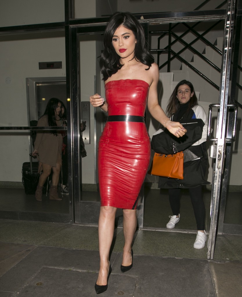 Kylie Jenner Red Latex Dress
