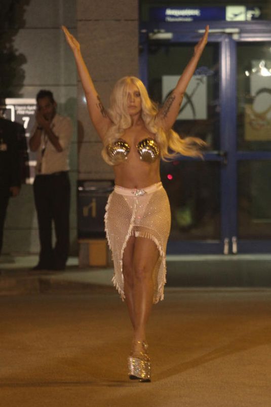 Lady Gaga Arrives International Airport Athens