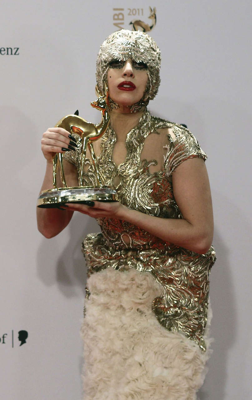 Lady Gaga Gold Alexander Mcqueen 2011 Bambi Awards Wiesbaden Germany