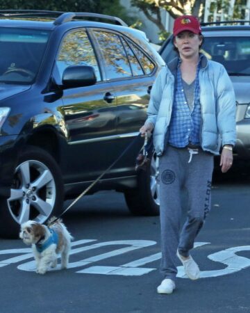 Lara Flynn Boyle Friend Out With Their Dogs Laguna Beach