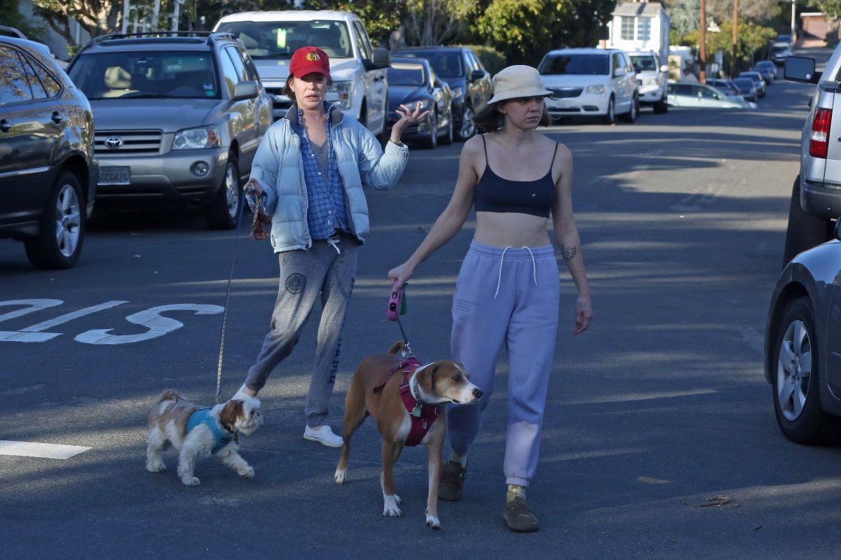 Lara Flynn Boyle Friend Out With Their Dogs Laguna Beach