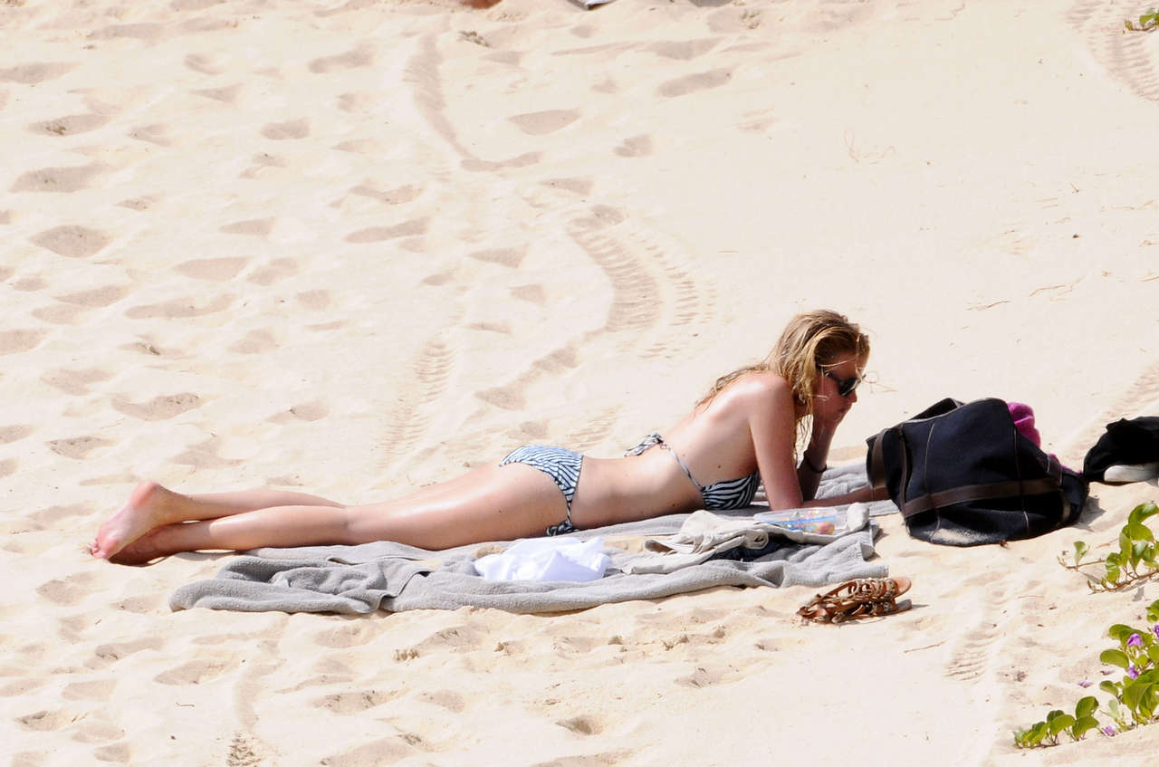 Lara Stone Bikini Candids Beach St Barths