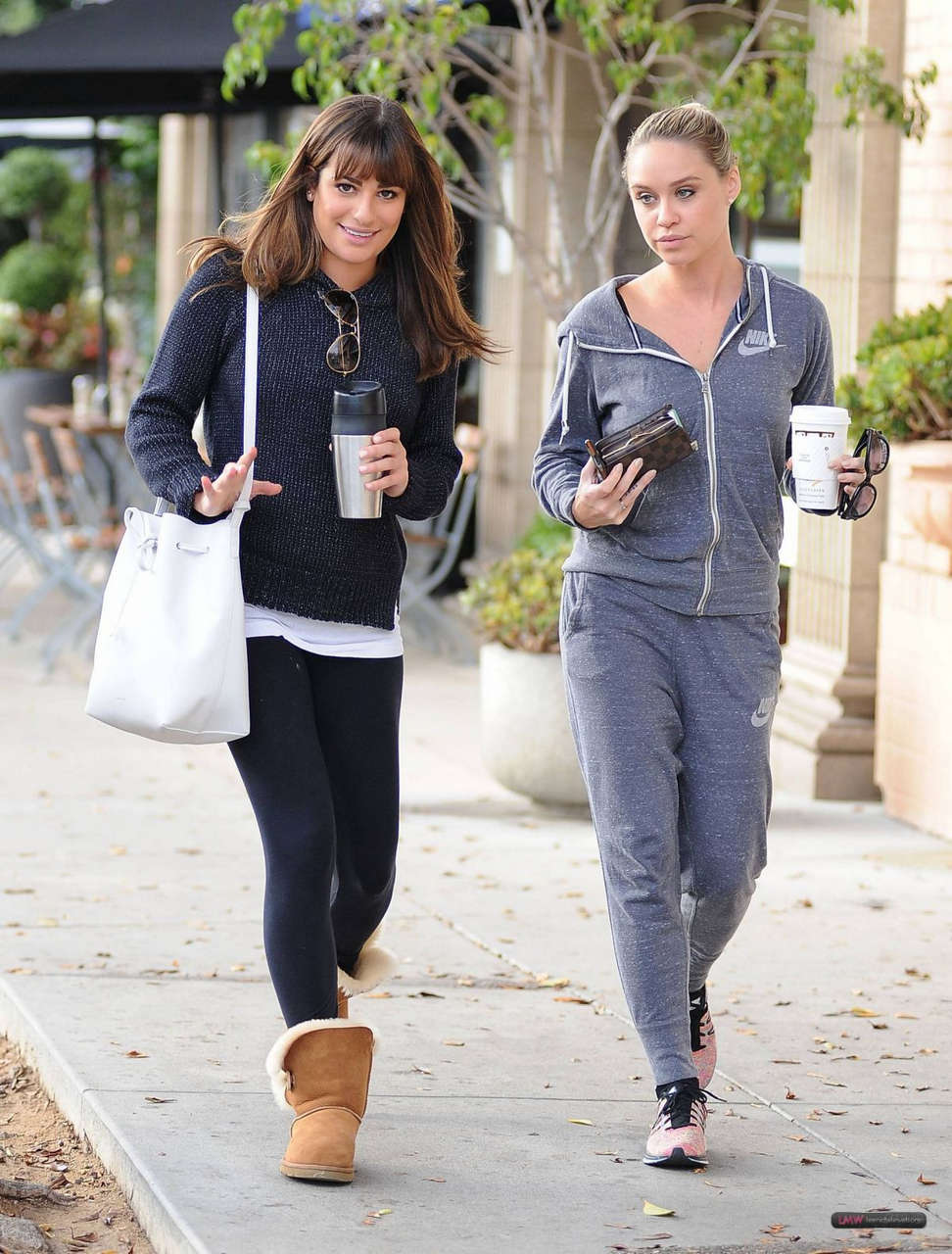 Lea Michele Becca Tobin Leaves Le Pain Quotidien Los Angeles