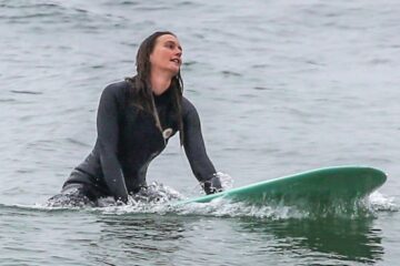 Leighton Meester Wetsuit Out Surfing Malibu