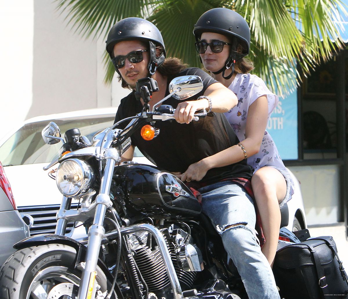 Lily Collins Boyfriend Riding Motorcycle Out Los Angeles
