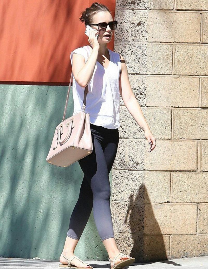 Lily Collins Heading Gym Los Angeles