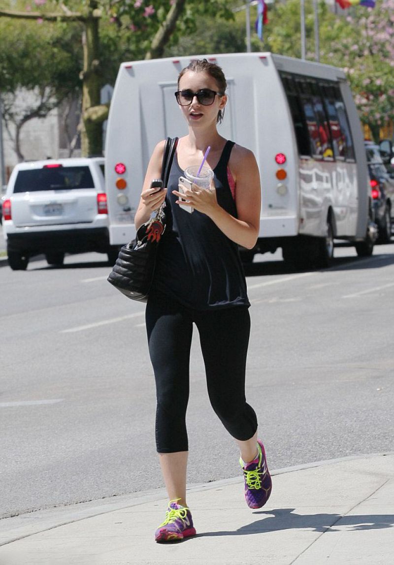 Lily Collins Leaves Gym Los Angeles