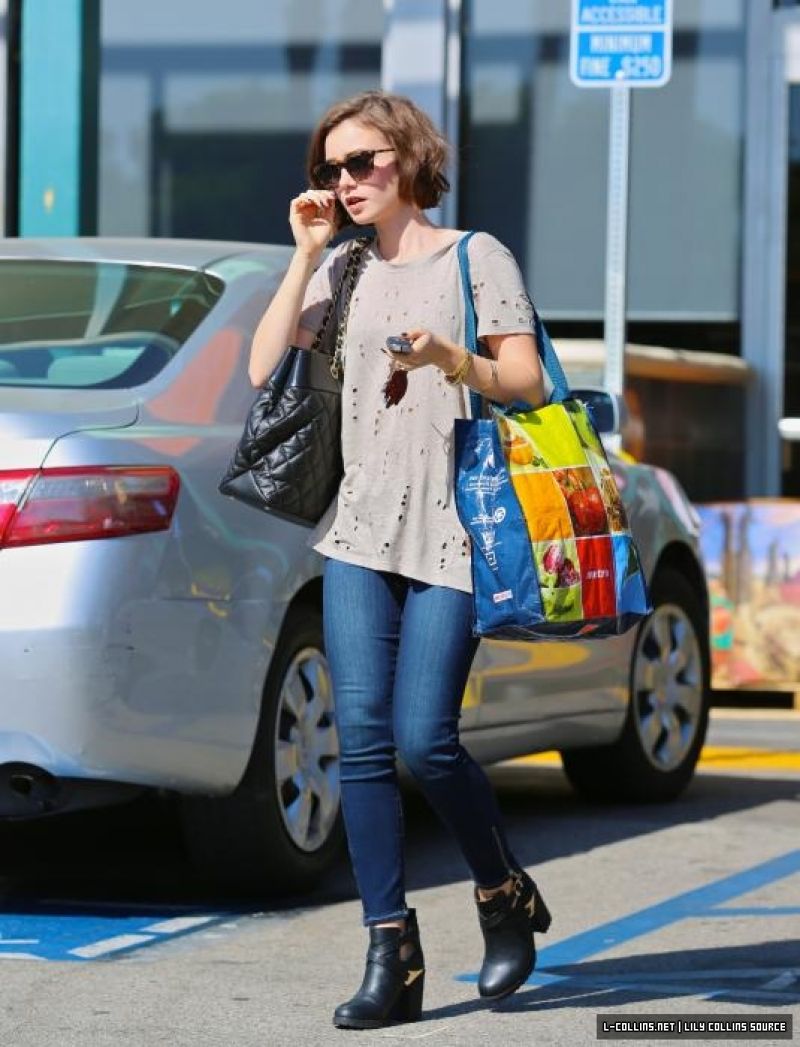 Lily Collins Out About Los Angeles