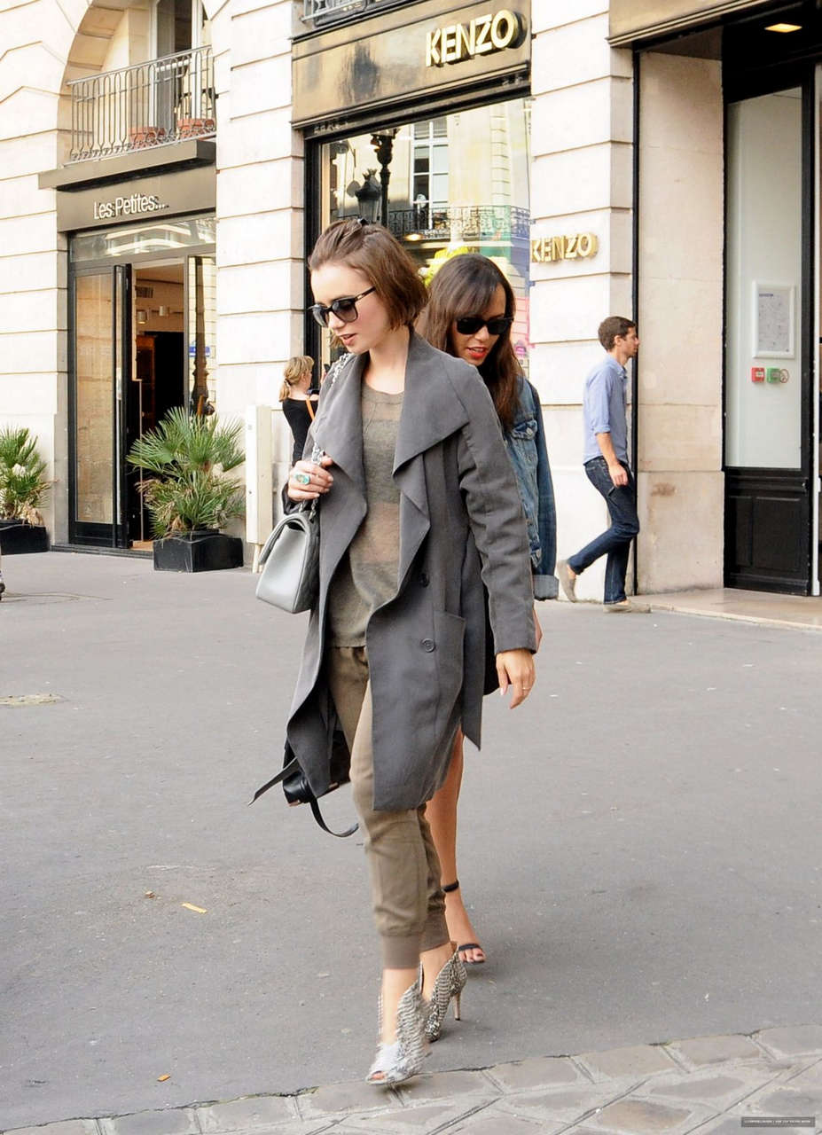 Lily Collins Out Shopping Paris