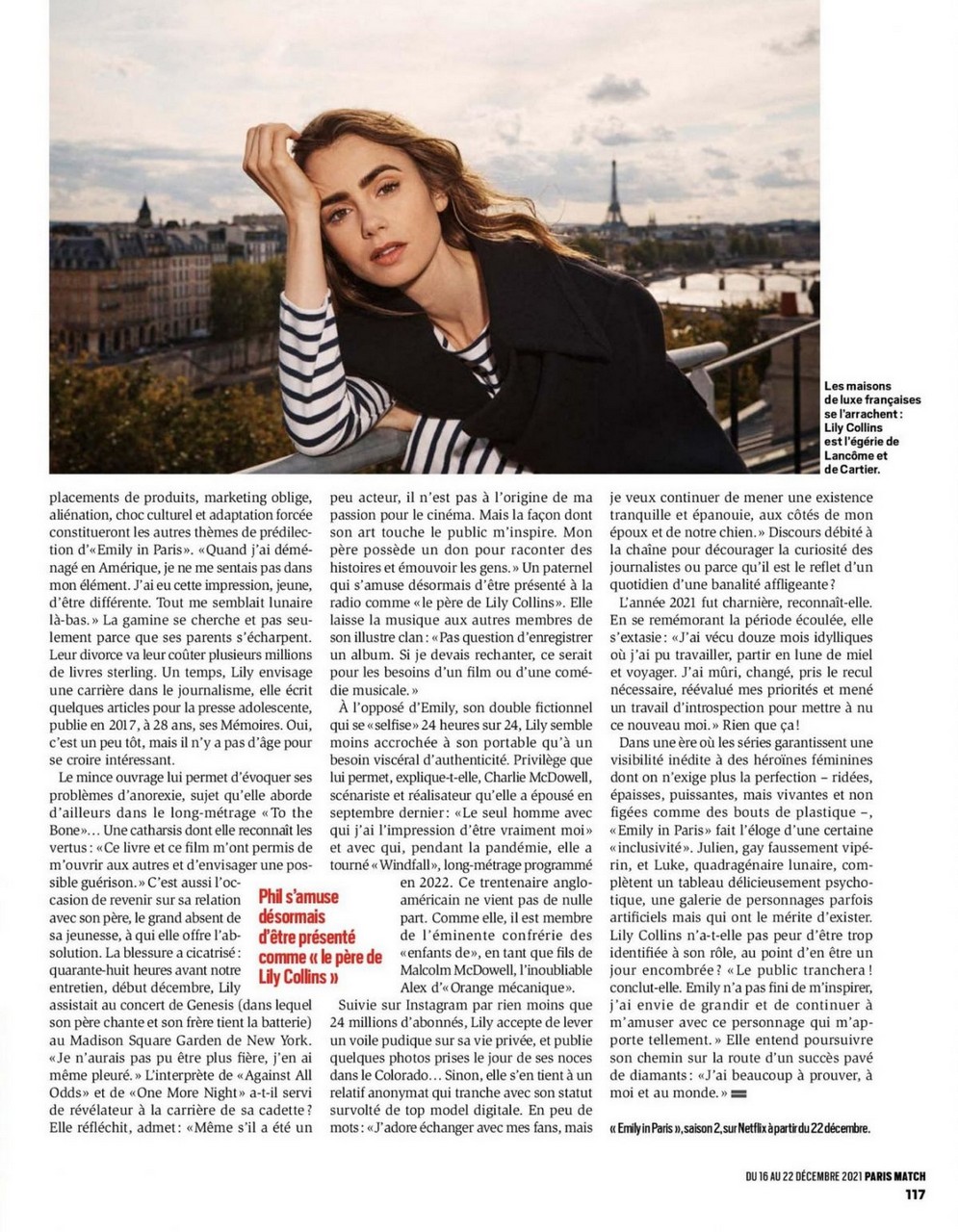 Lily Collins Paris Match Magazine December