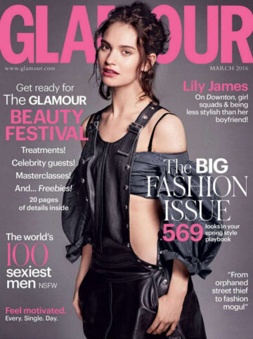 Lily James Glamour Magazine March 2016 Issue