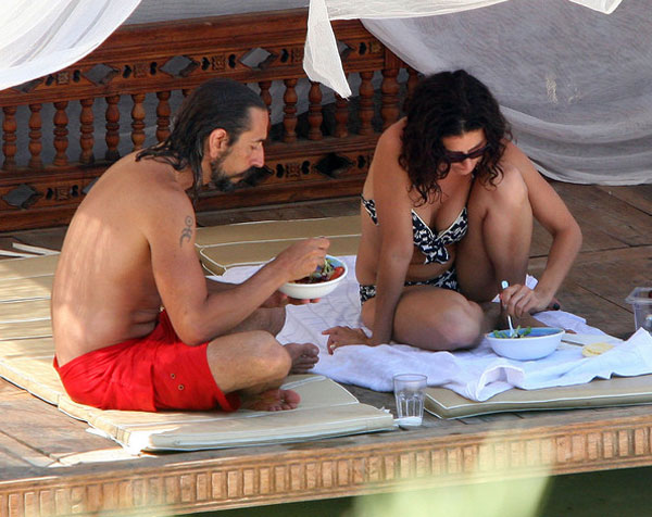 Lisa Edelstein Bikini Poolside Panarea Italy