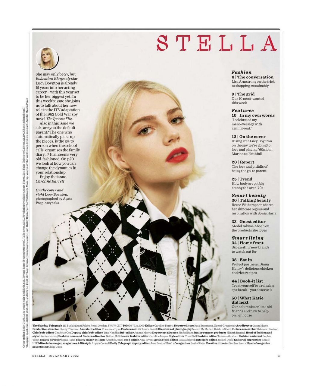 Lucy Boynton The Sunday Telegraph Stella Magazine January