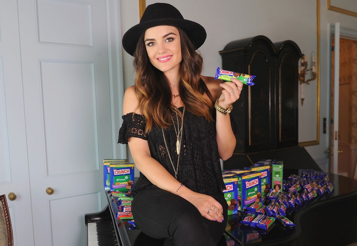 Lucy Hale Nestle Crunch Girl Scout Candy Bars Promotion