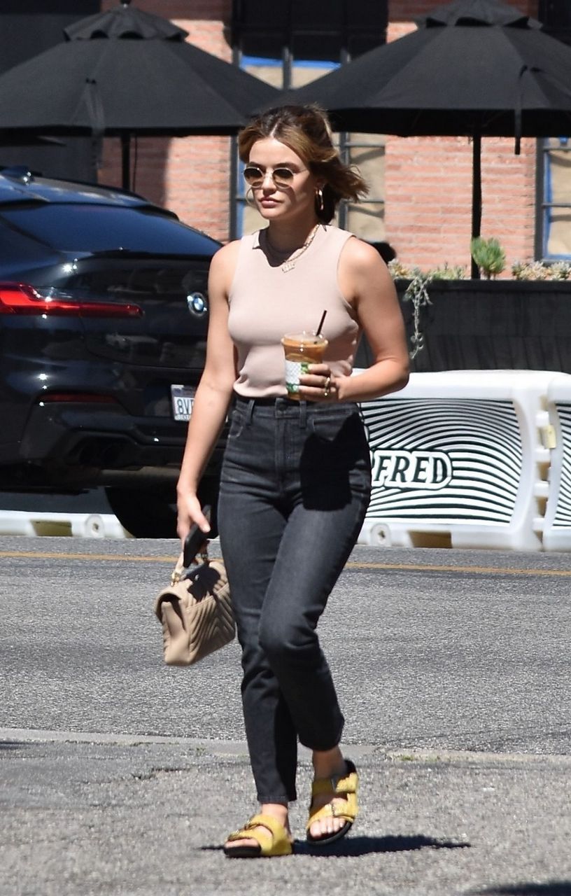 Lucy Hale Out For Iced Coffee Studio City