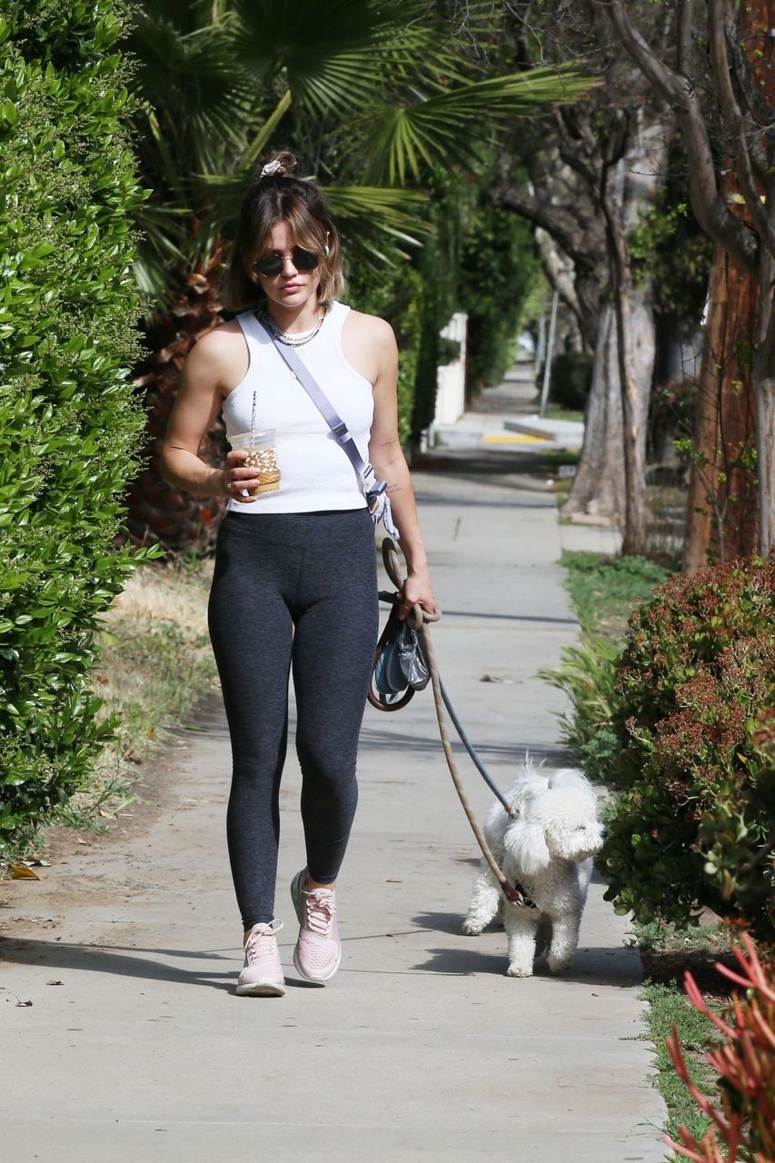 Lucy Hale Out Hikinig With Her Dogs Los Angeles