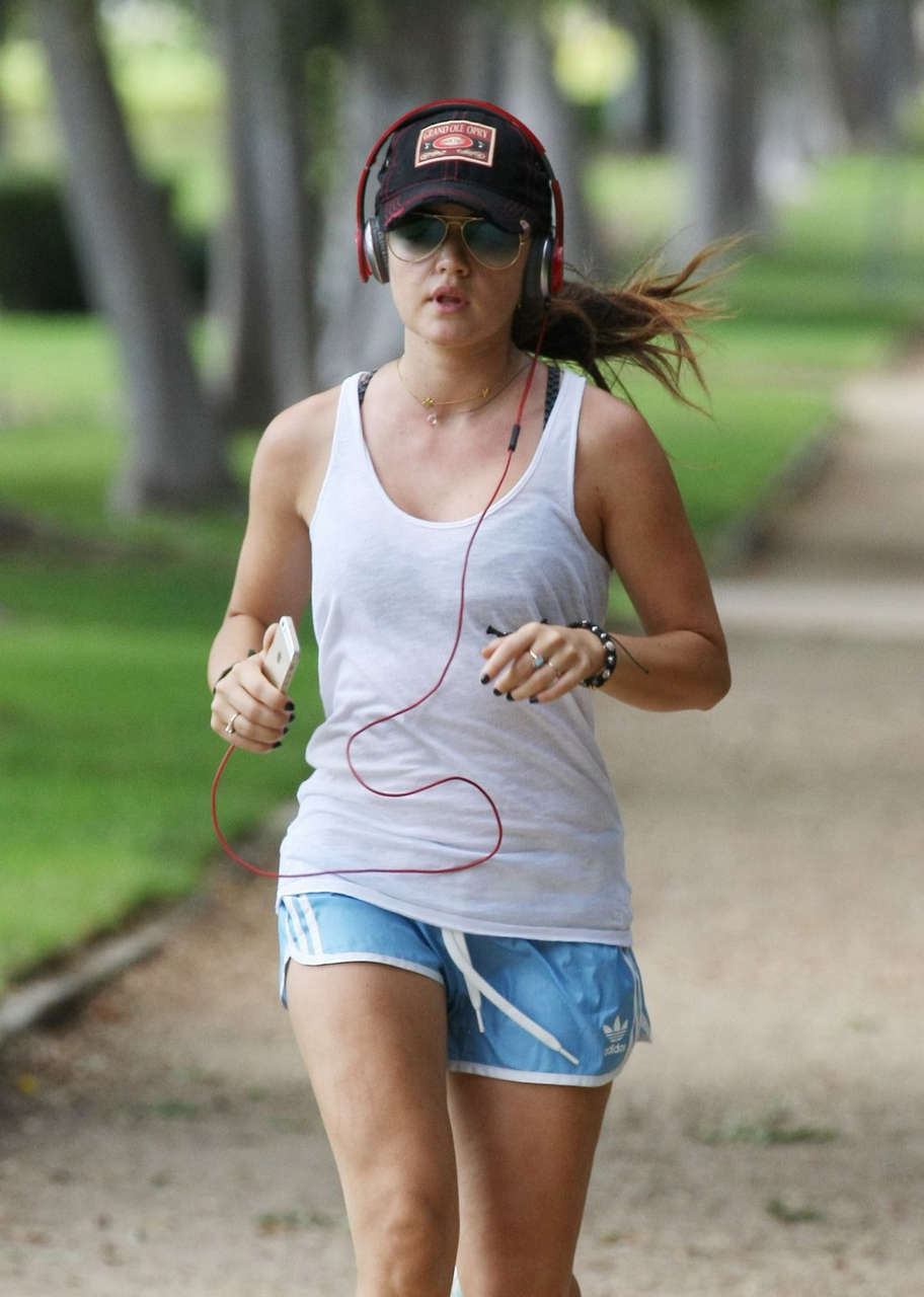 Lucy Hale Out Jogging Los Angeles