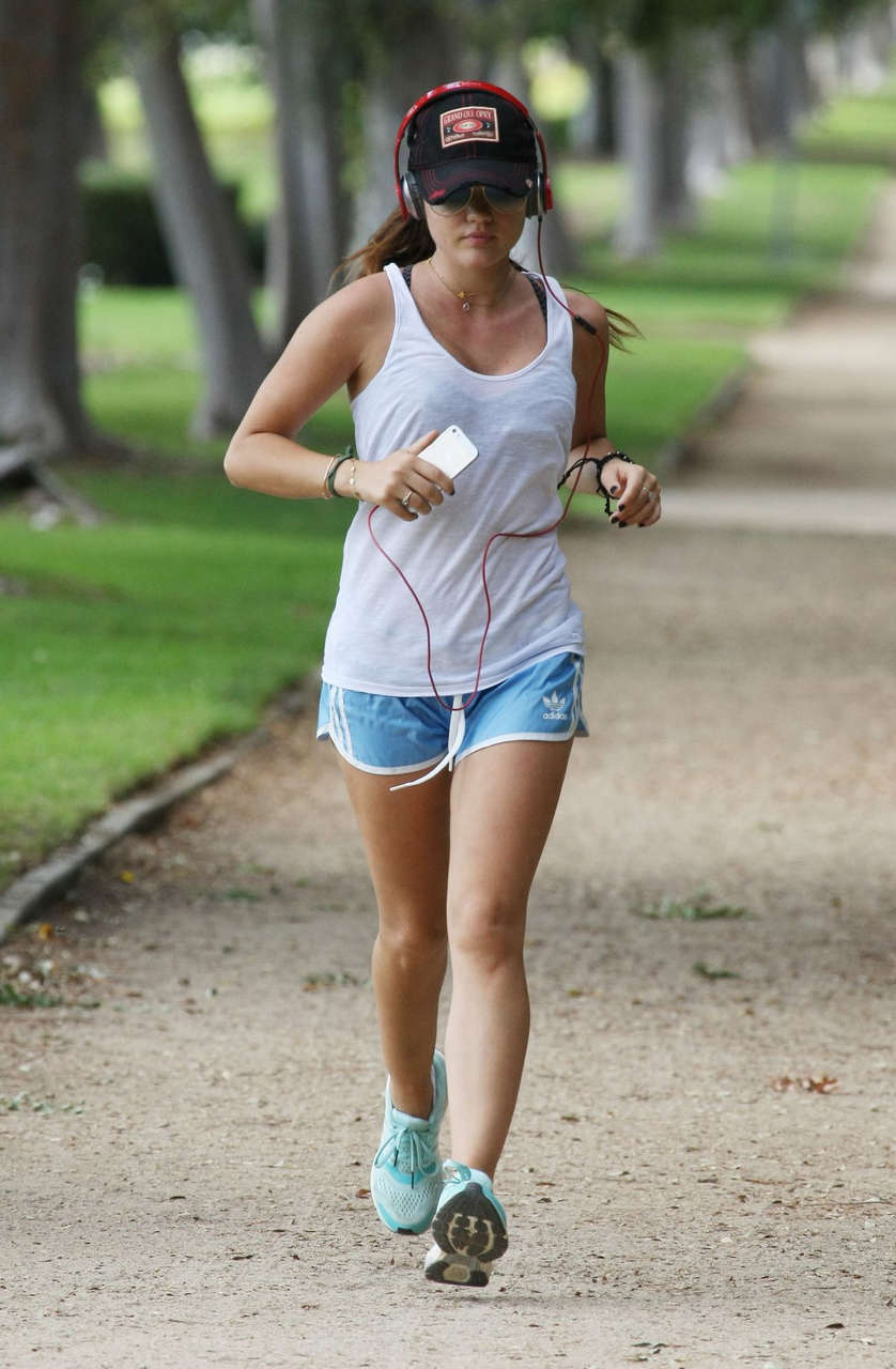 Lucy Hale Out Jogging Los Angeles