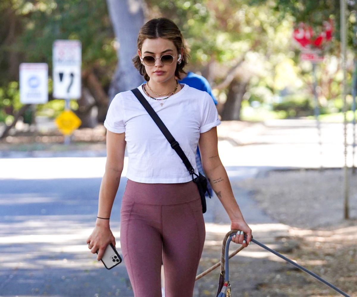 Lucy Hale Out With Her Dogs Studio City