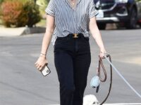 Lucy Hale Out With Her Two Dogs Studio City