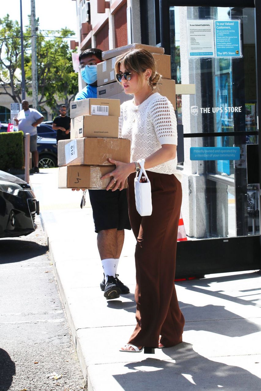Lucy Hale Picks Up Load Of Packages Ups Los Angeles