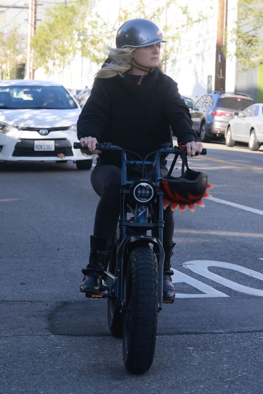 Malin Akerman Rides Her Electric Motorcycle Out Los Angeles