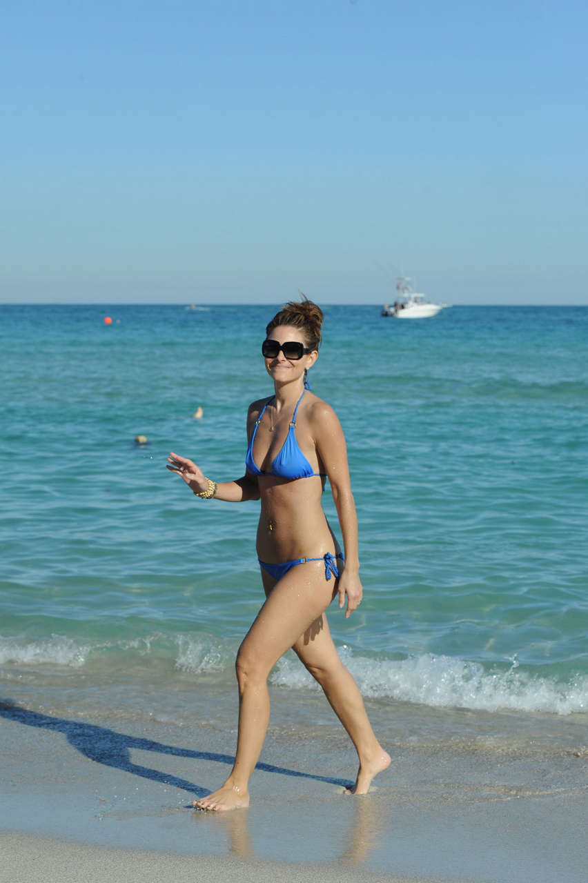 Maria Menounos In Blue Bikini At The Beach In Miami