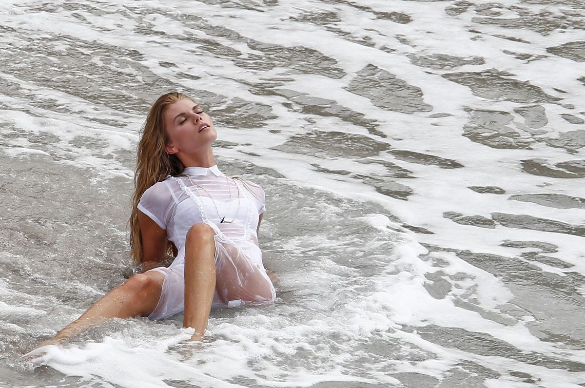 Maryna Linchuk Vogue Photoshoot Shell Beach Saint Barthelemy