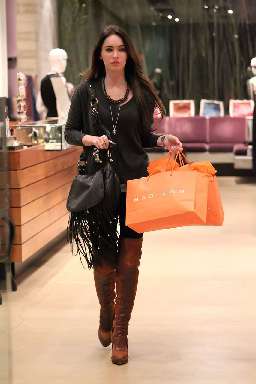 Megan Fox Knee Boots Shopping Madison