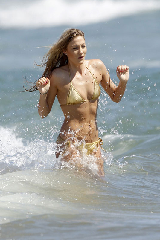 Megan Rossee Gold Bikini Beach Santa Monica