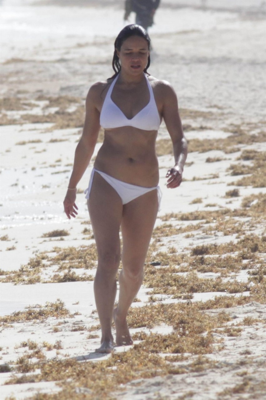 Michelle Rodriguez White Bikini Tulum