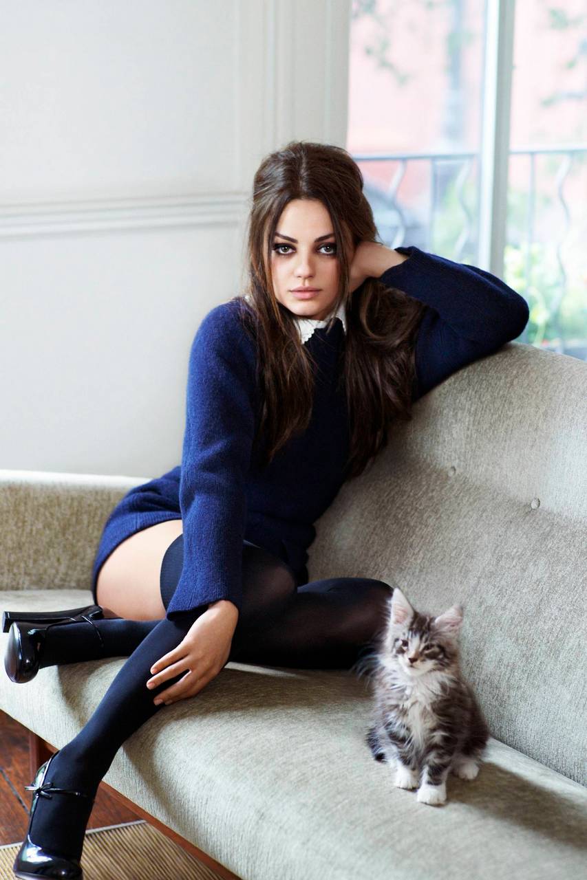 Mila Kunis And A Kitten Hot