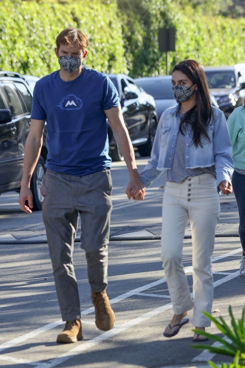 Mila Kunis And Ashton Kutcher Out For Lunch Beverly Hills