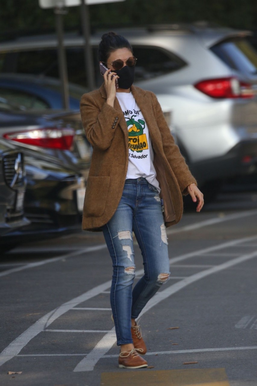 Mila Kunis Ripped Denim Heading Meeting Beverly Hills