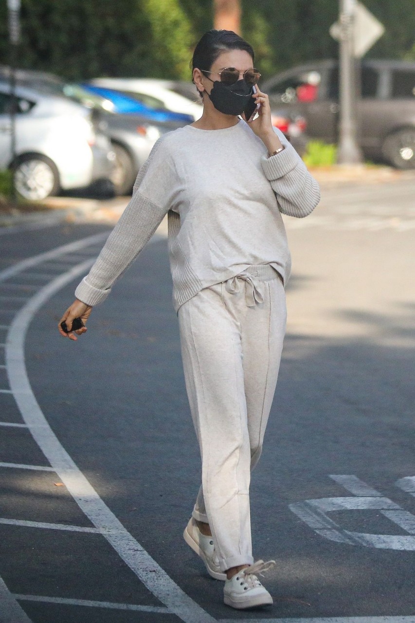 Mila Kunis Takes Phone Call Out Santa Monica