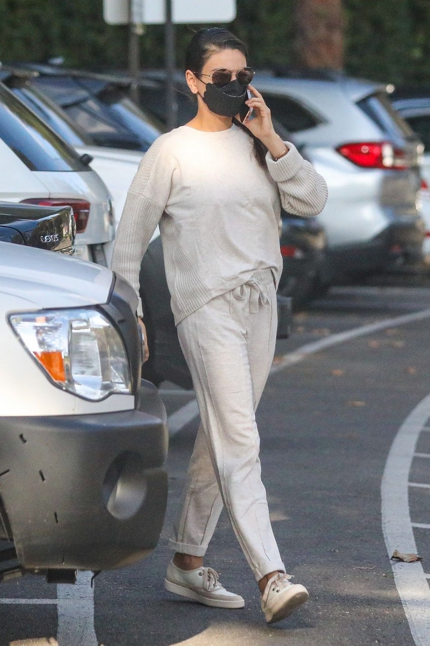 Mila Kunis Takes Phone Call Out Santa Monica