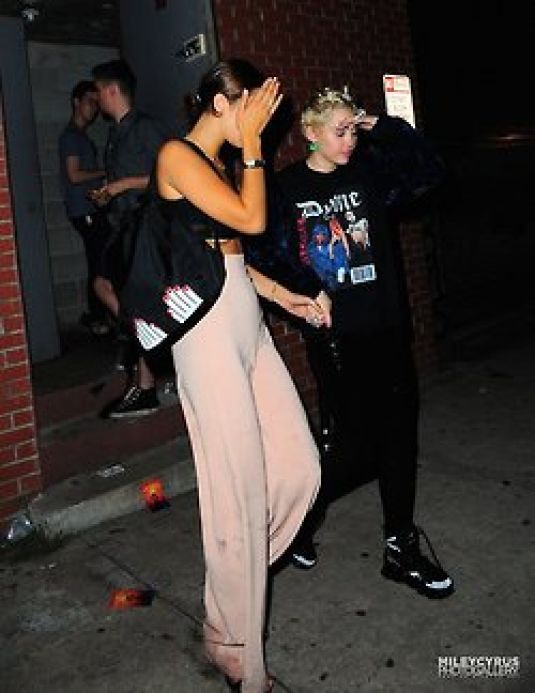 Miley Cyrus Bella Hadid Leaves Alexander Wangs After Party New York