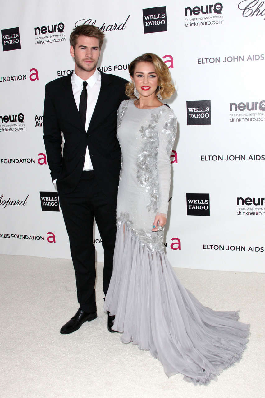 Miley Cyrus Elton John Aids Foundation Academy Awards Viewing Party Beverly Hills