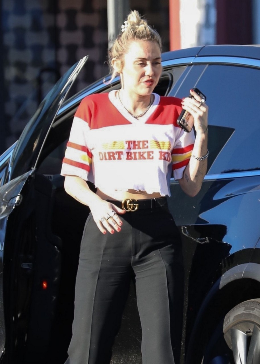 Miley Cyrus Leaves Hair Salon West Hollywood