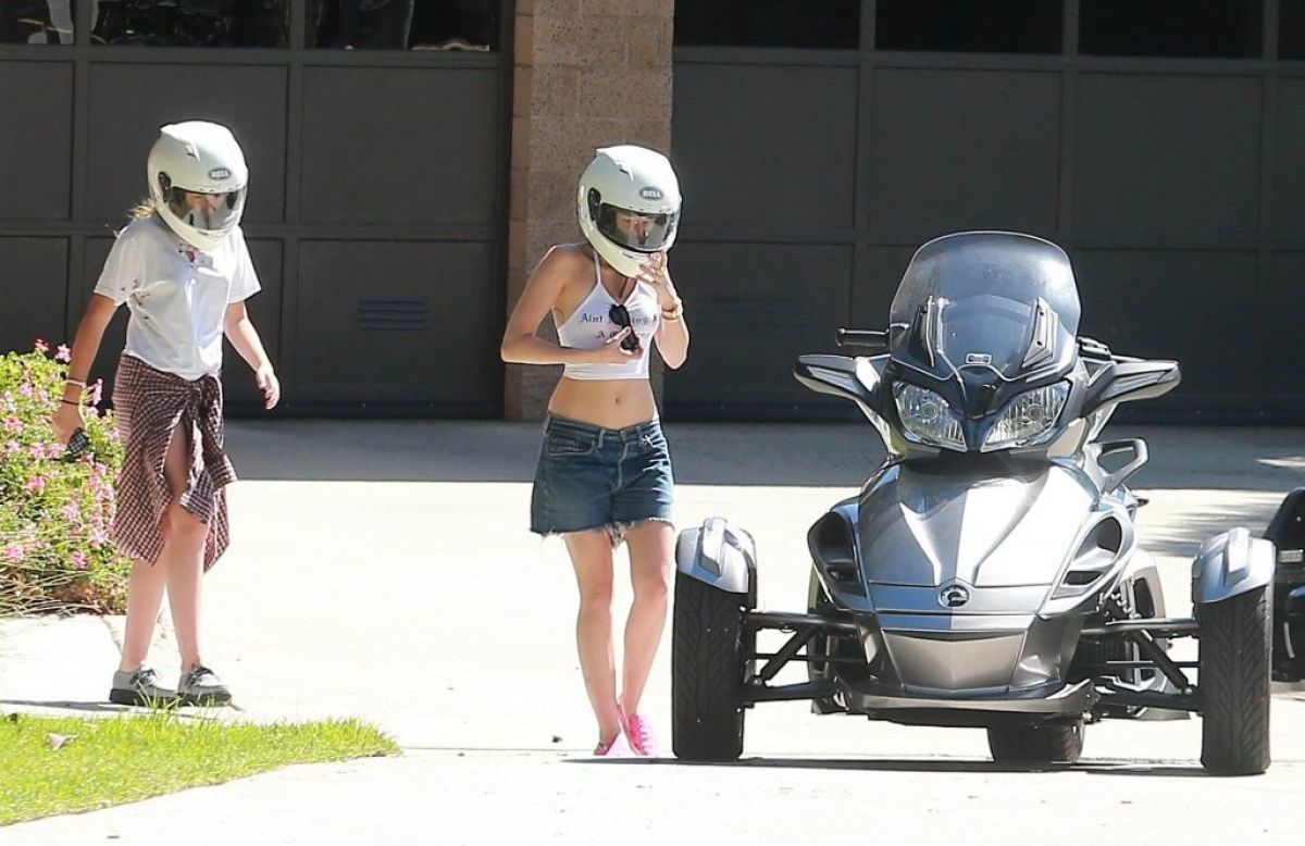 Miley Cyrus Riding Motorcycle Out Beverly Hills