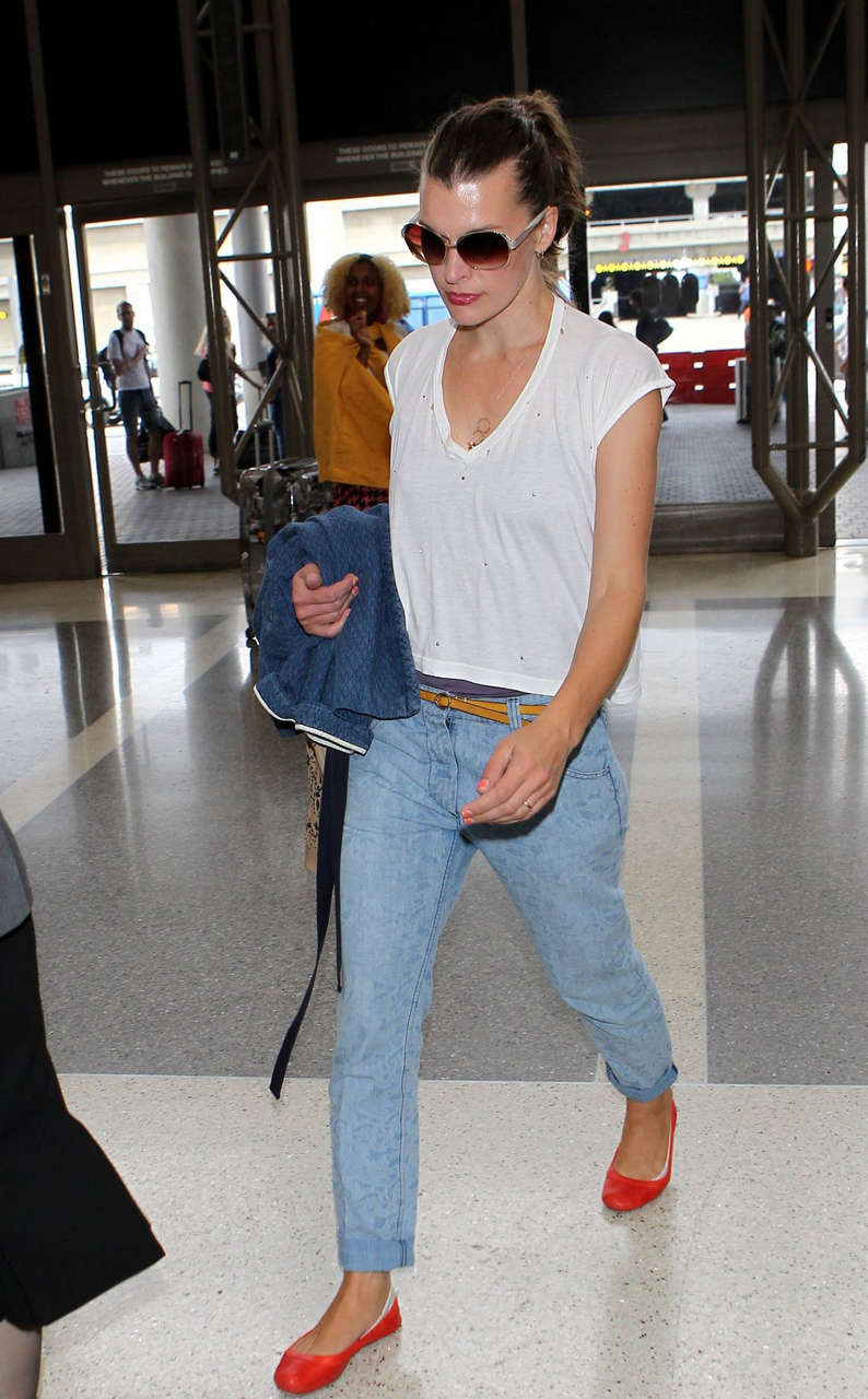 Milla Jovovich Arrives Lax Airport