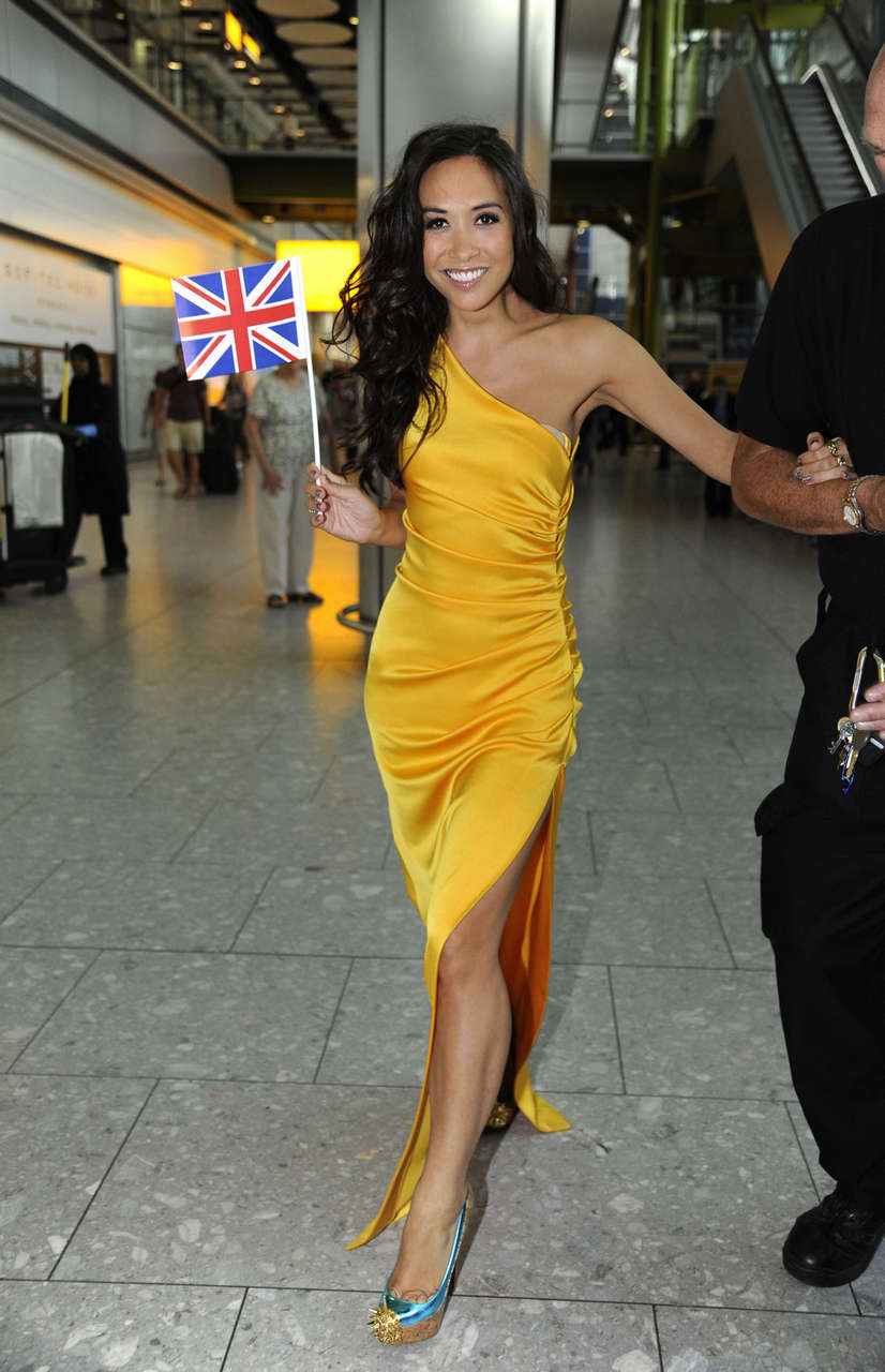 Myleene Klass Yellow Dress Heathrow Airport London