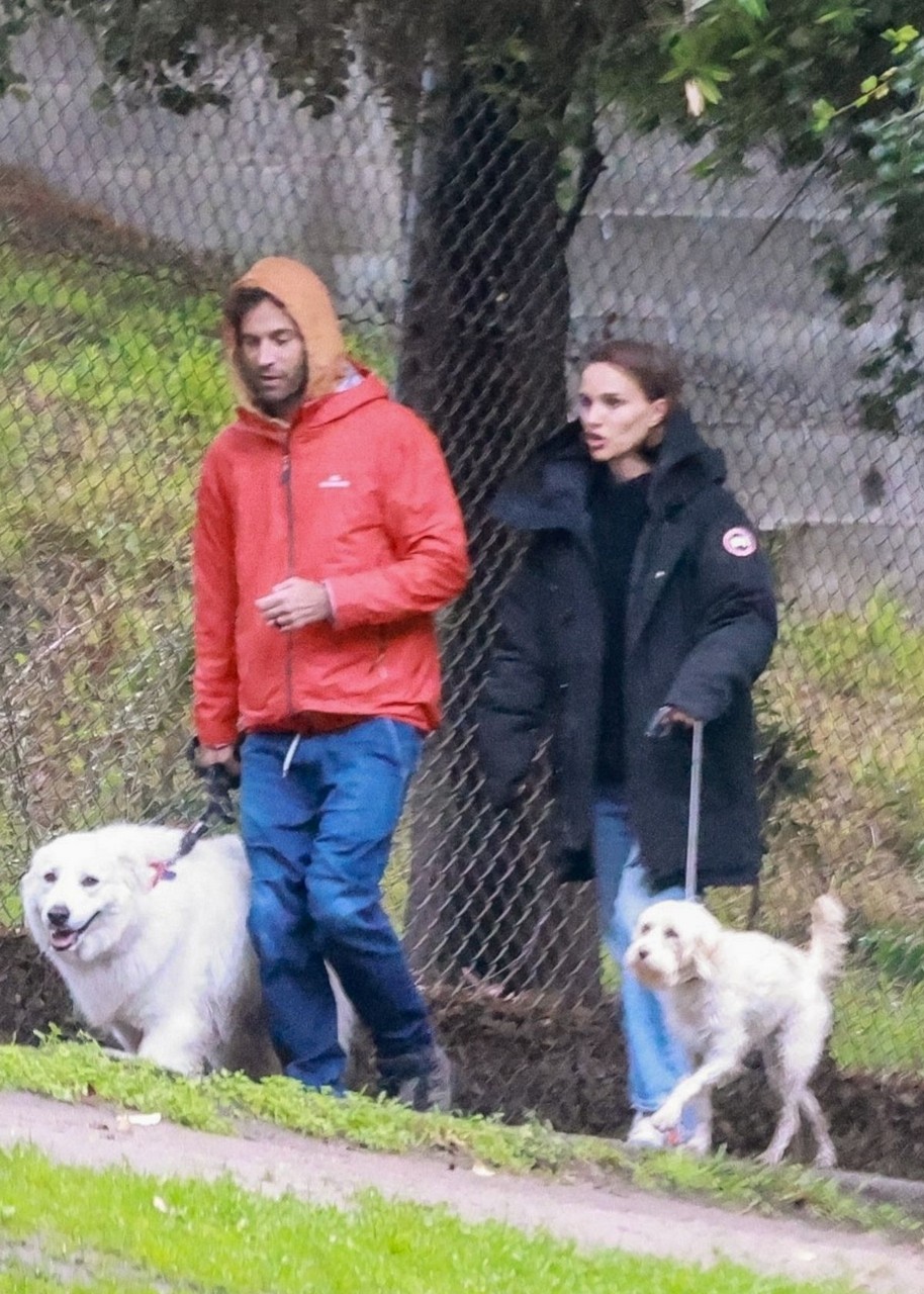 Natalie Portman Benjamin Millepied Out With Their Dogs Griffith Park Los Feliz
