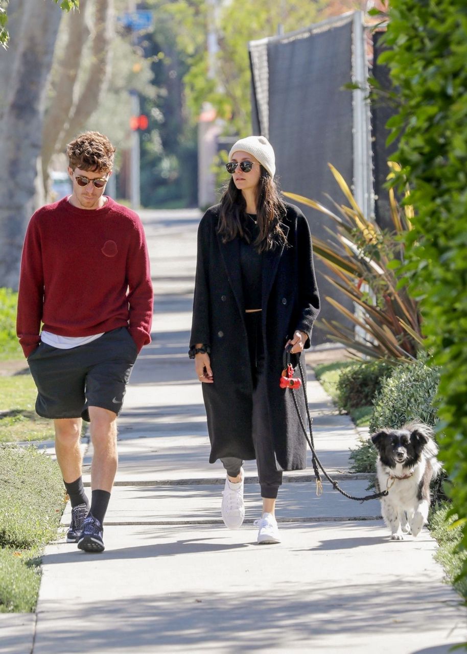 Nina Dobrev Out With Her Dog Los Angeles