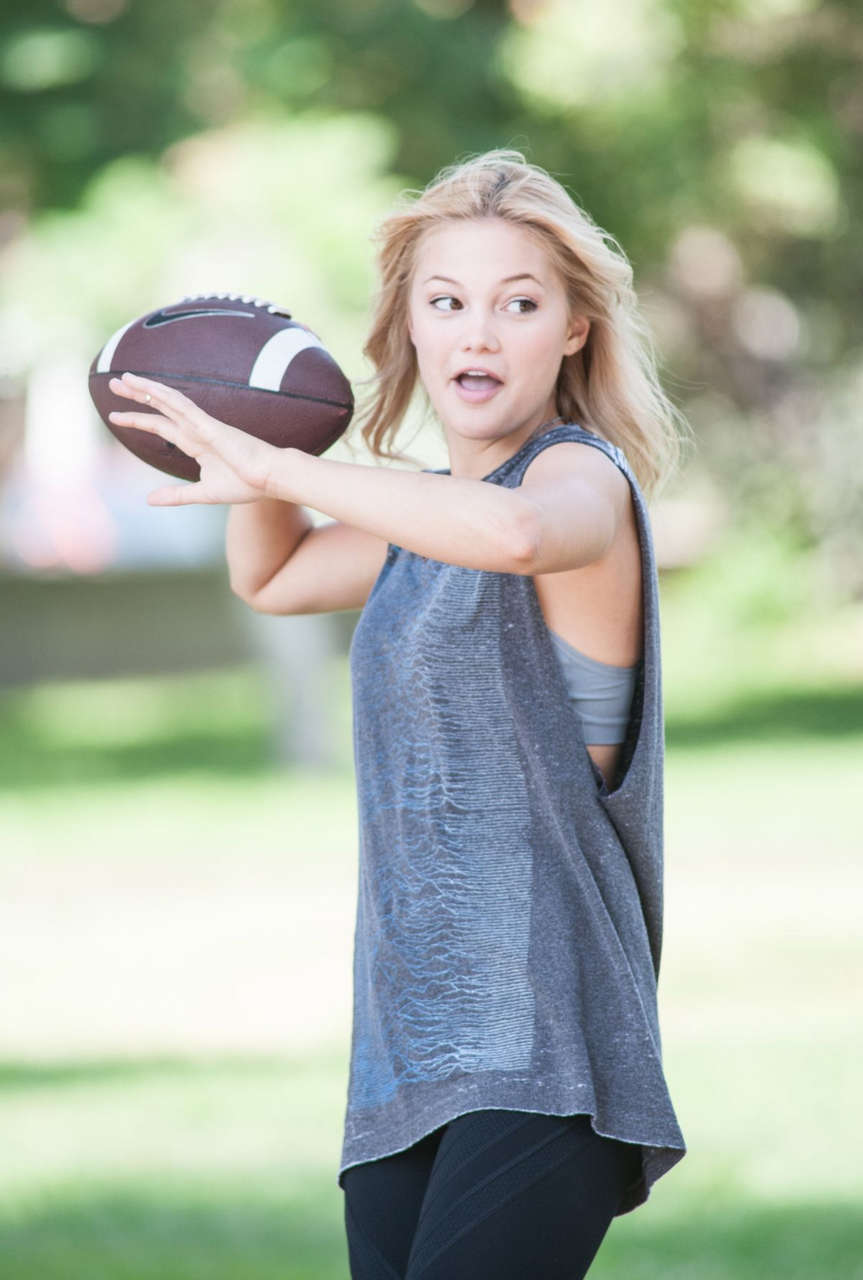 Olivia Holt Plays Football Park Sherman Oaks