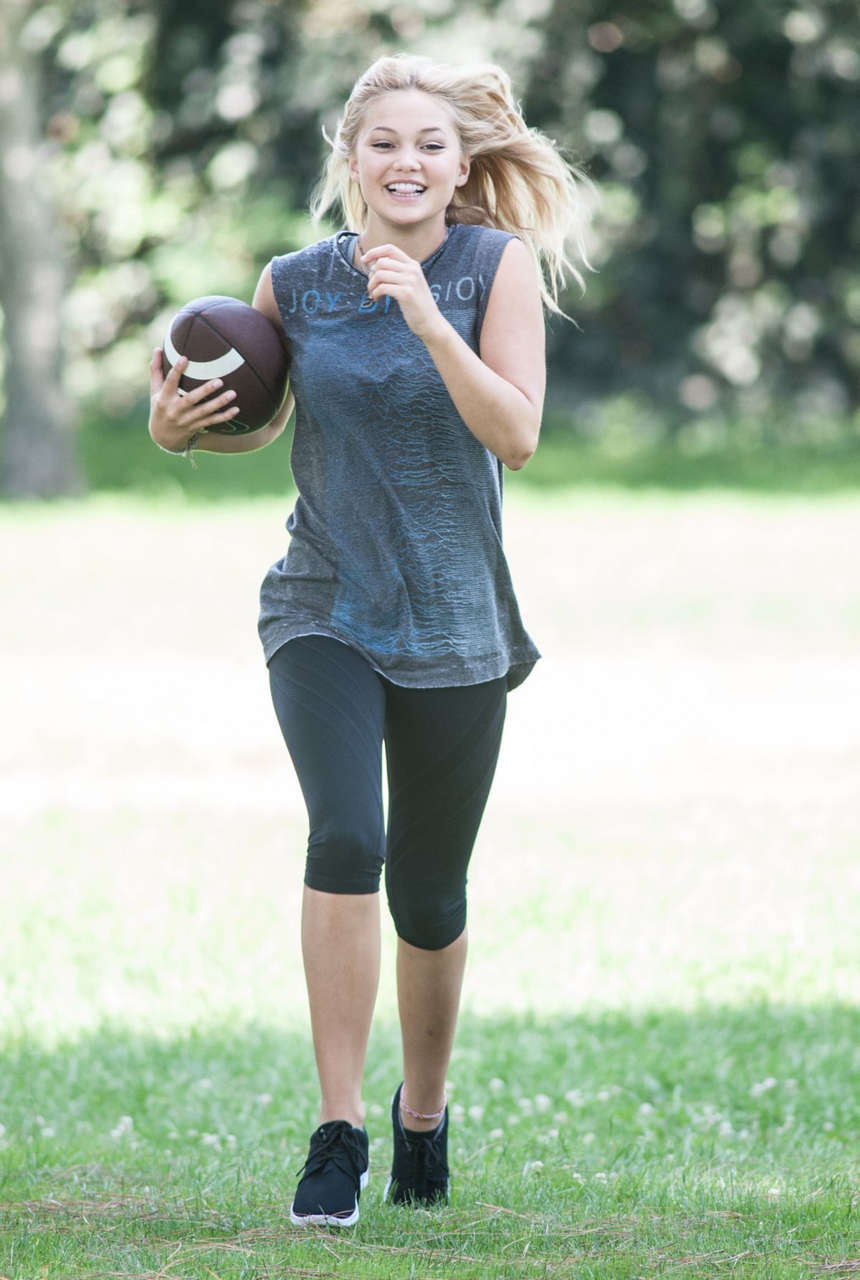 Olivia Holt Plays Football Park Sherman Oaks